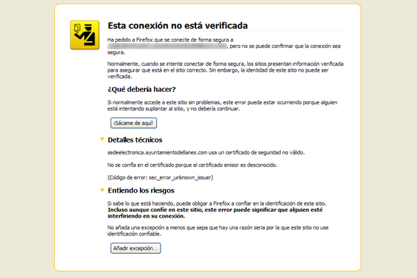 Gestionar exceptiones en Firefox Gestionar exceptiones en Firefox